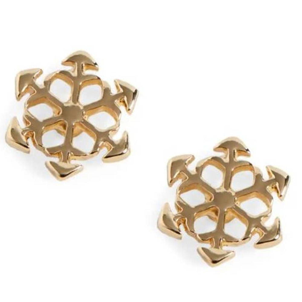 Gold Snowflake Stud Earrings